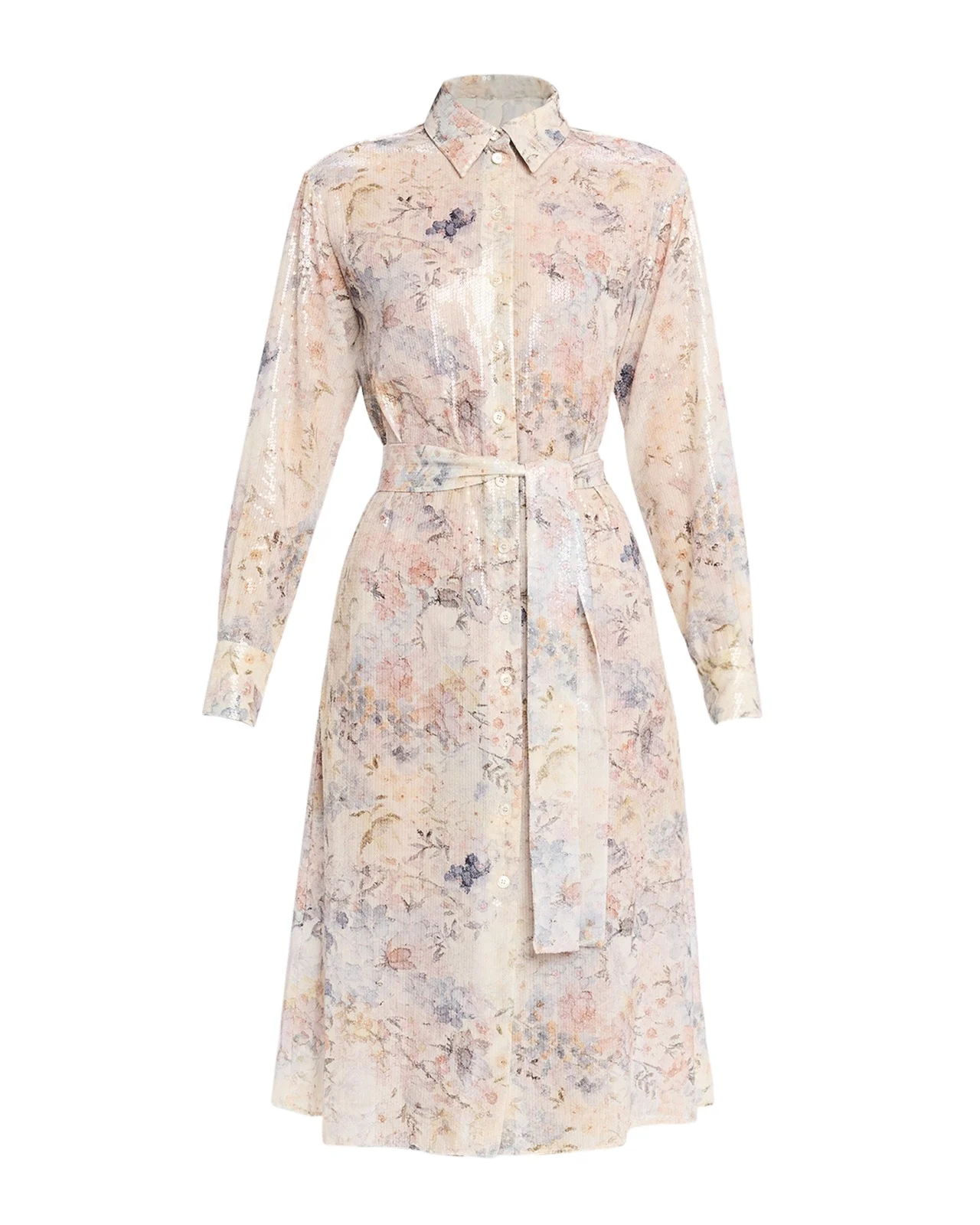 Golden Goose Journey Sequined Floral Midi Shirtdress