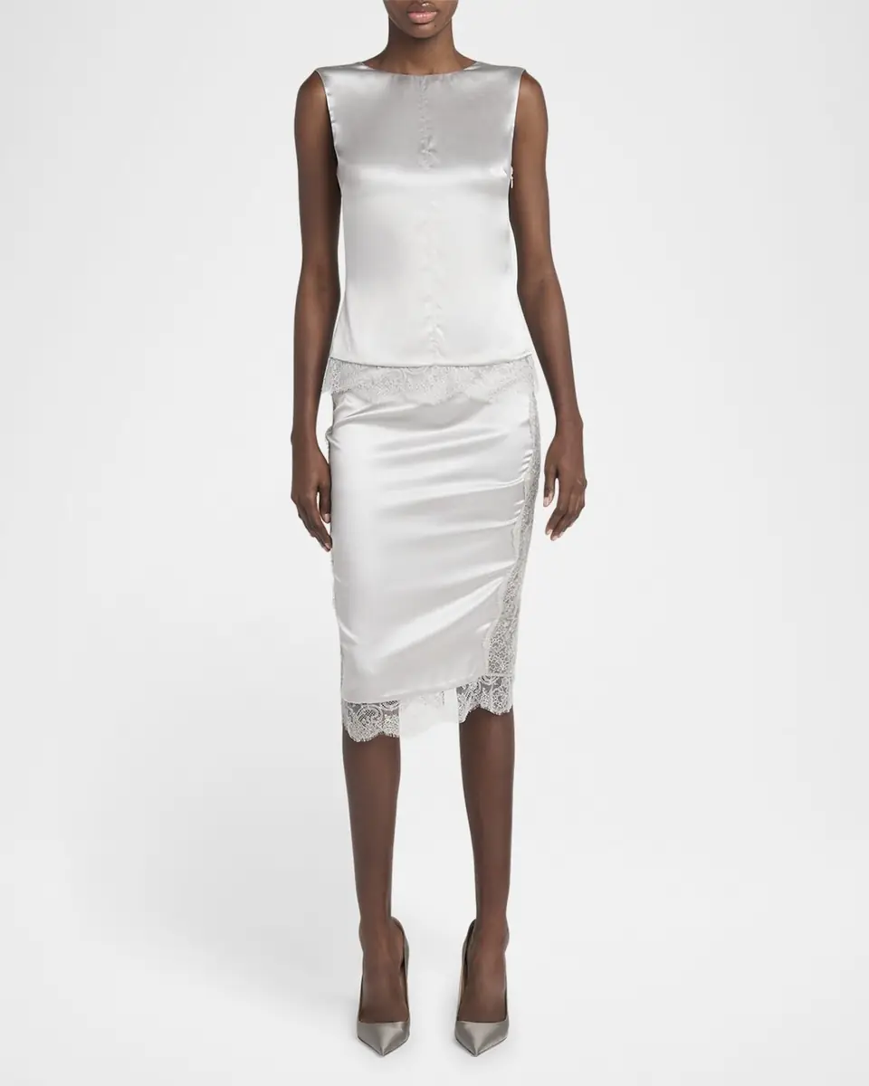 TOM FORD Satin and Lace Sleeveless Top | Thumbnail 2 TOM FORD Satin and Lace Sleeveless Top | Thumbnail 2