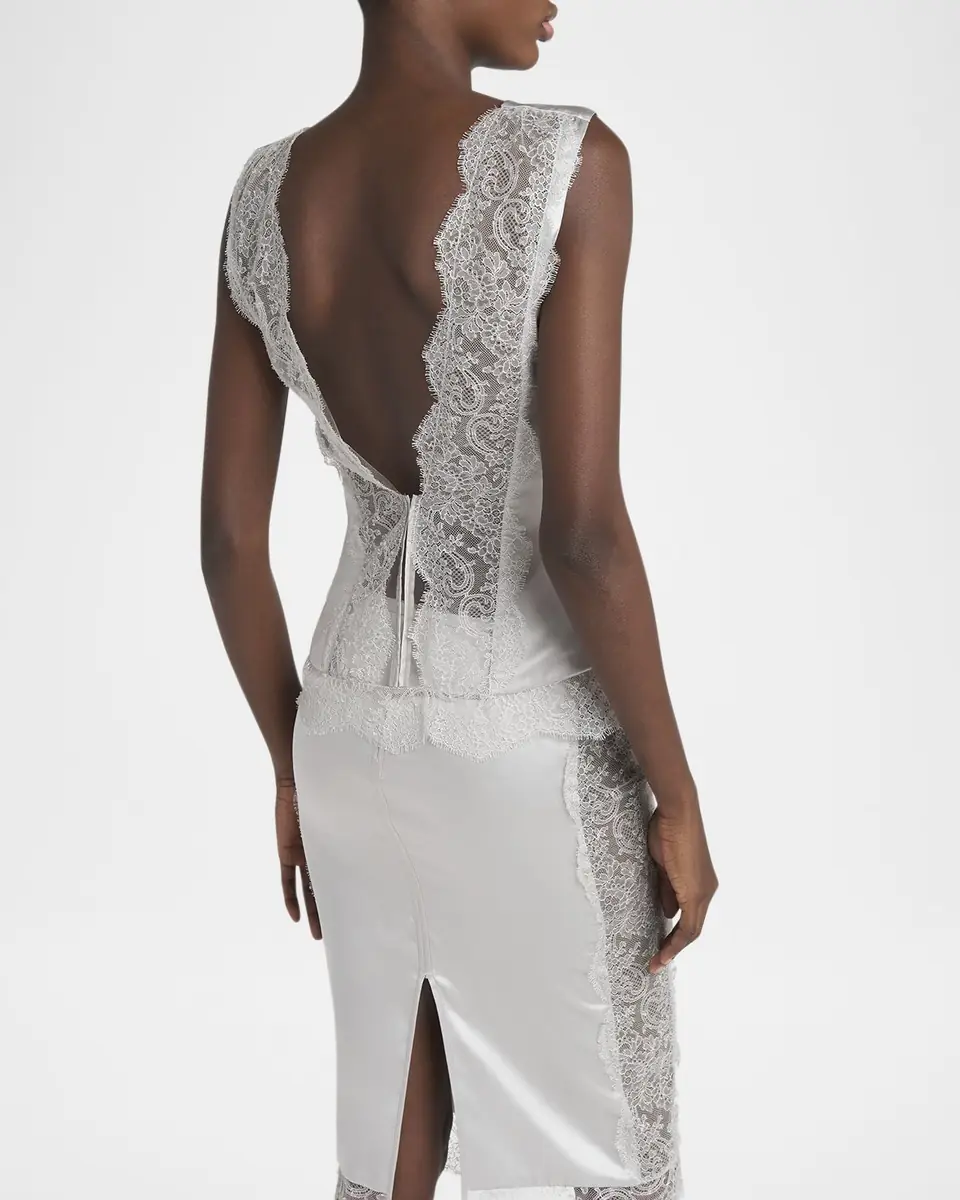 TOM FORD Satin and Lace Sleeveless Top | Thumbnail 3 TOM FORD Satin and Lace Sleeveless Top | Thumbnail 3