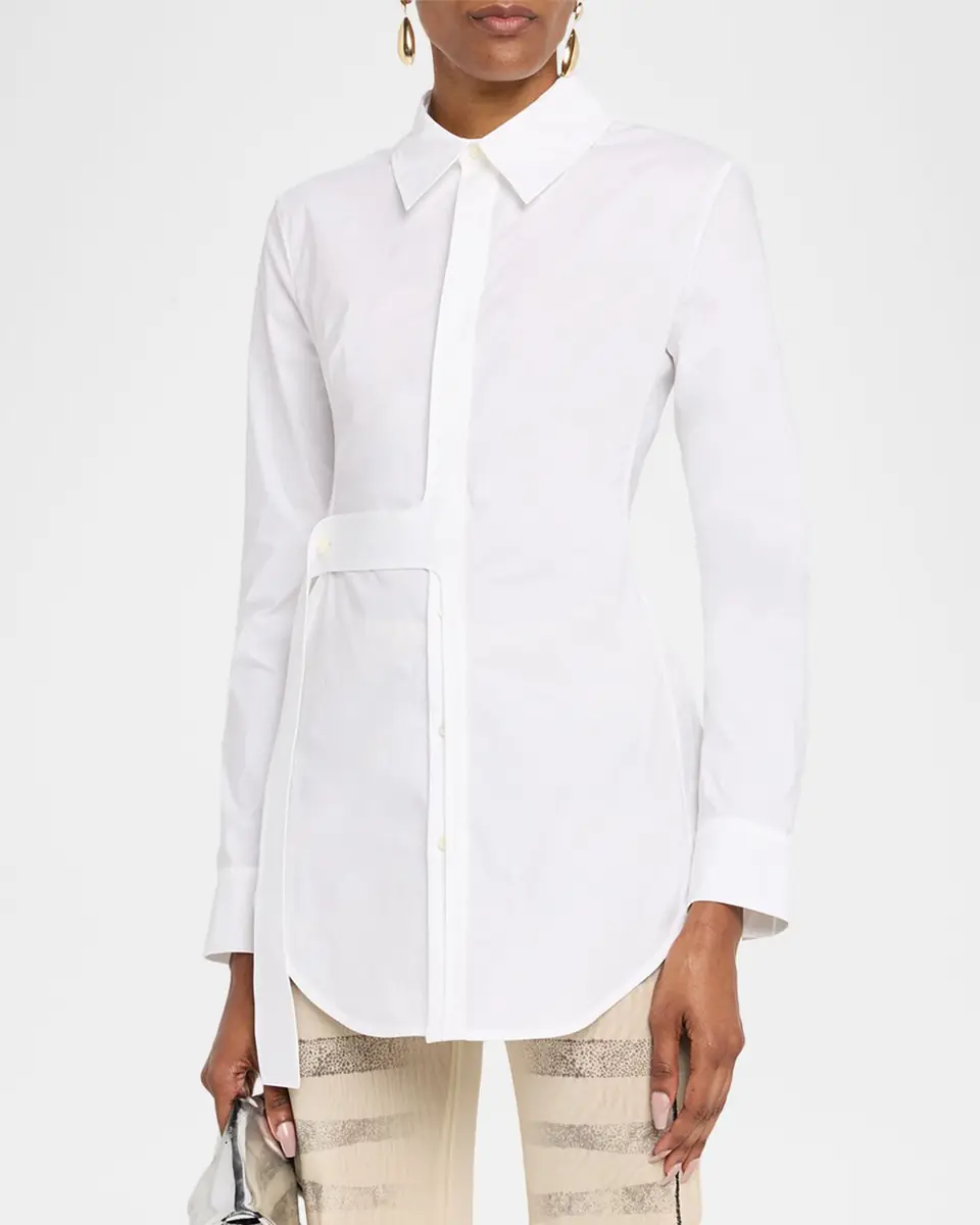 Jean Paul Gaultier Waist-Strap Cotton Button-Down Shirt | Thumbnail 4
