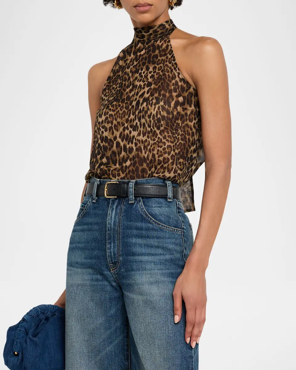 Nili Lotan Alla Vintage Leopard-Print Halter Top | Thumbnail 4