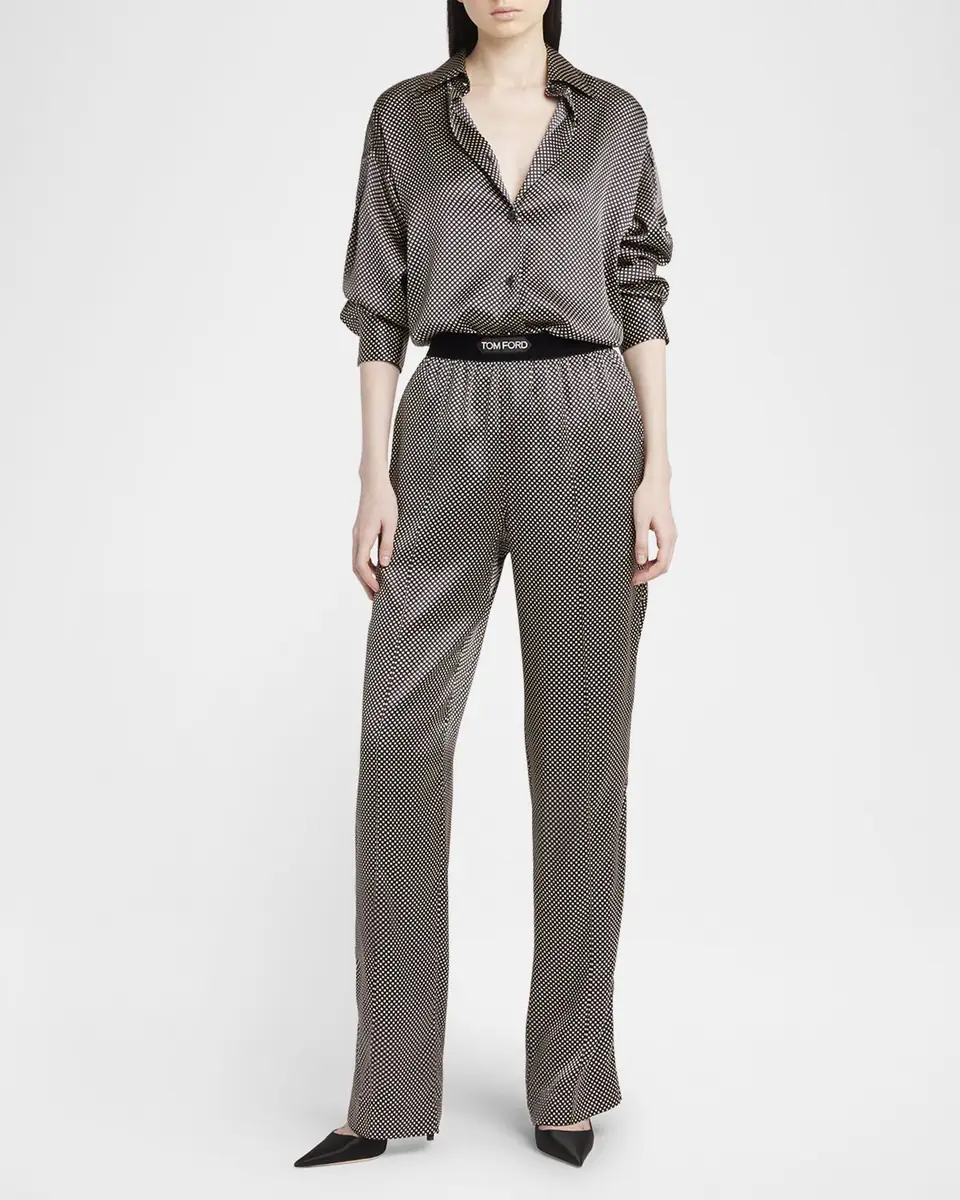 TOM FORD Polka Dot Stretch Satin Button-Down Shirt | Thumbnail 2 TOM FORD Polka Dot Stretch Satin Button-Down Shirt | Thumbnail 2