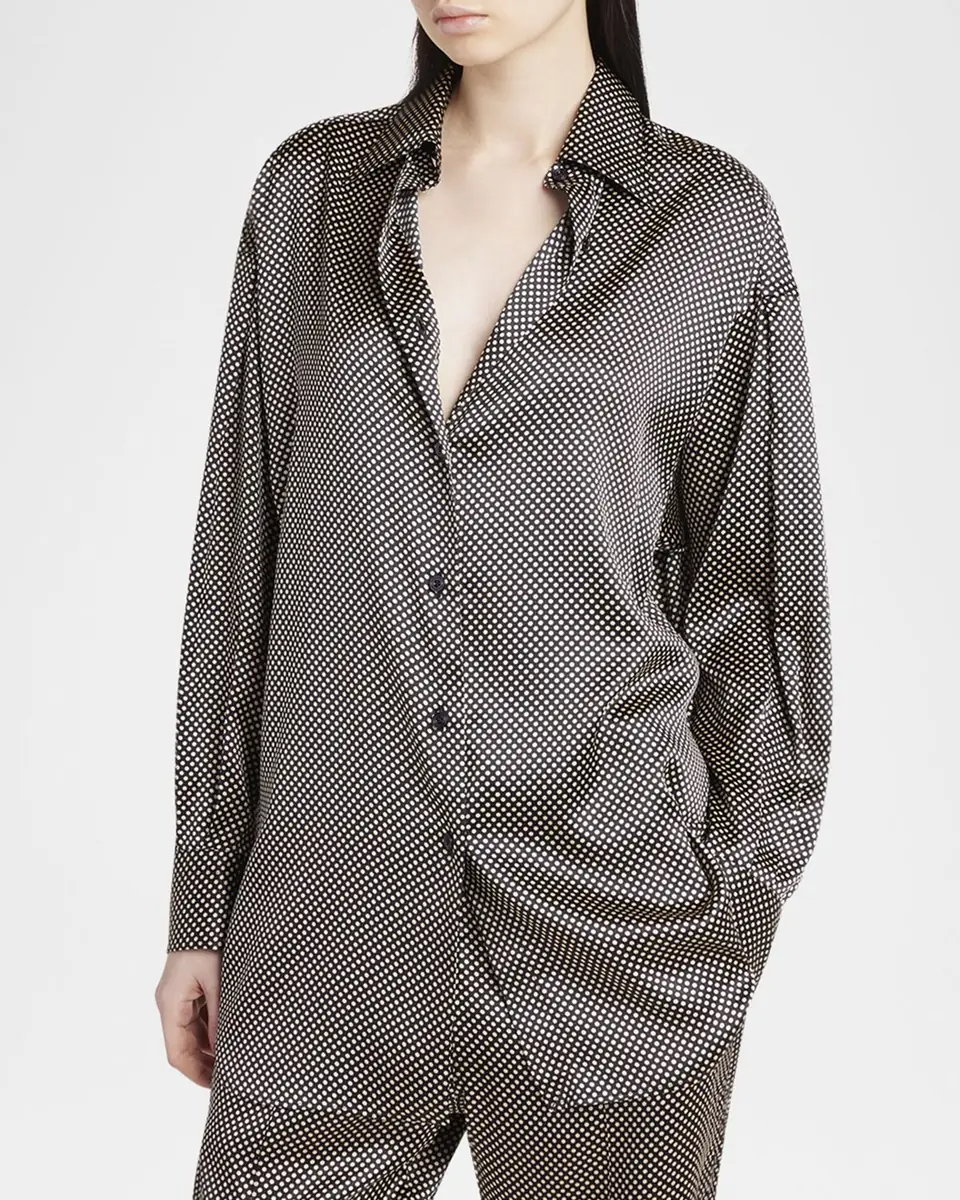 TOM FORD Polka Dot Stretch Satin Button-Down Shirt | Thumbnail 4 TOM FORD Polka Dot Stretch Satin Button-Down Shirt | Thumbnail 4