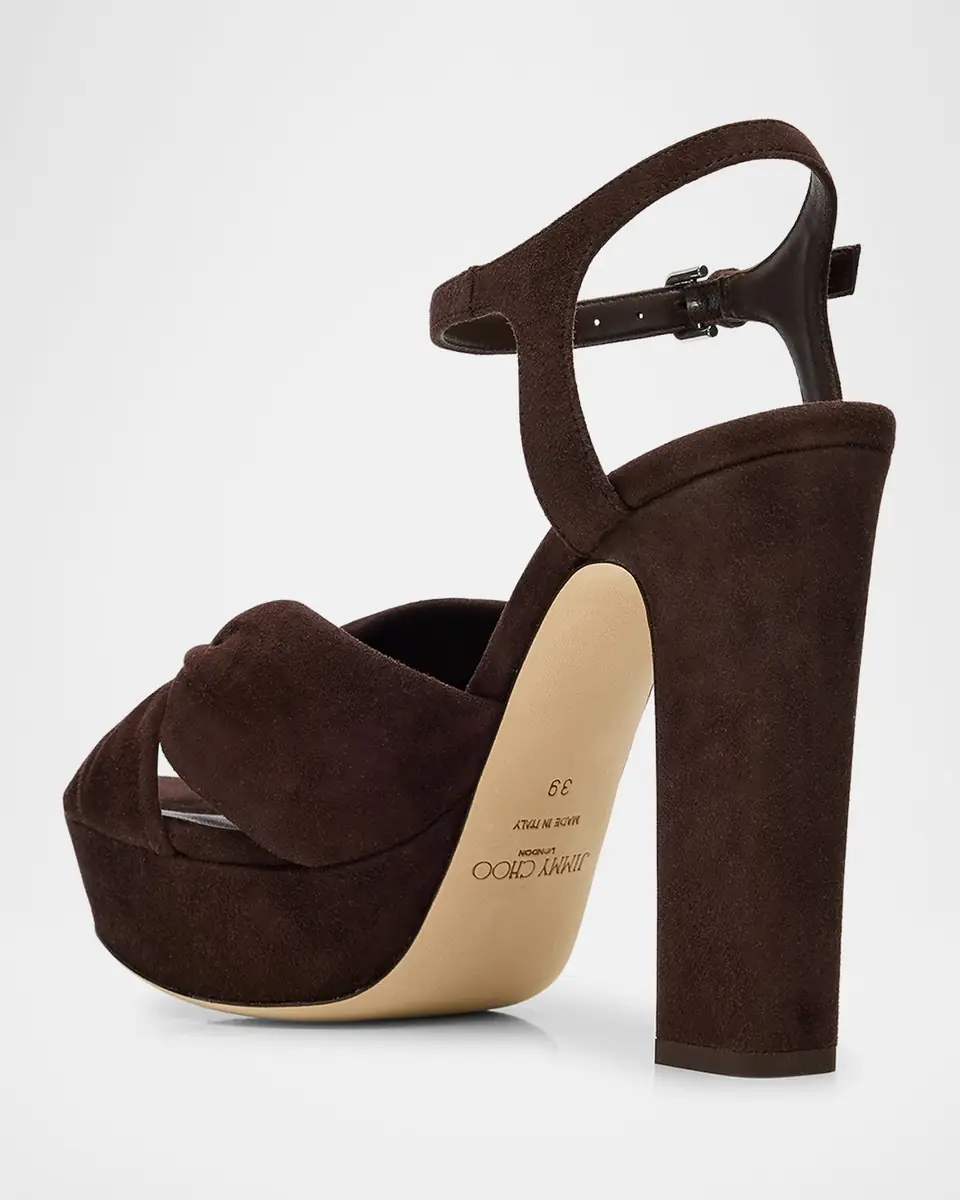 Jimmy Choo Heloise 120 Suede Ankle-Strap Platform Sandals | Thumbnail 3