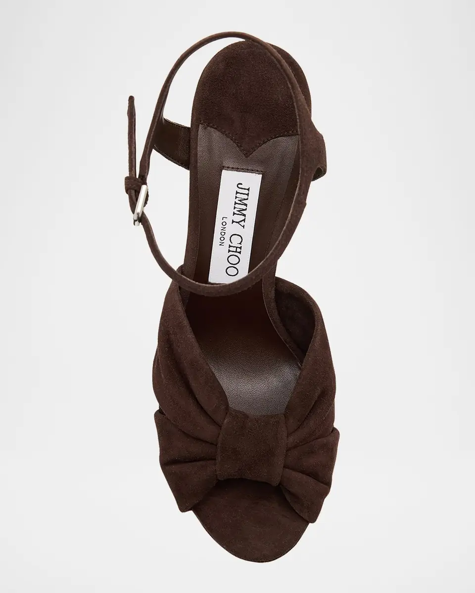 Jimmy Choo Heloise 120 Suede Ankle-Strap Platform Sandals | Thumbnail 6