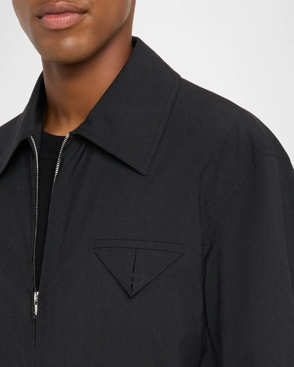 Bottega Veneta Men's Wool Triangle-Pocket Full-Zip Blouson | Thumbnail 5 Bottega Veneta Men's Wool Triangle-Pocket Full-Zip Blouson | Thumbnail 5