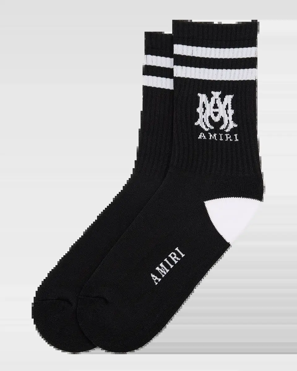 AMIRI Men's MA Double-Stripe Ribbed Crew Socks | Thumbnail 2