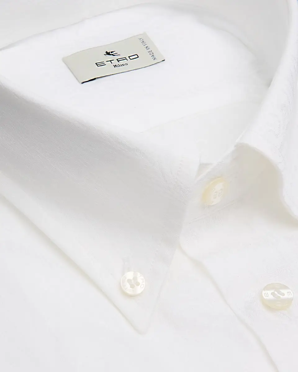 Etro Men's Cotton Logo Jacquard Dress Shirt | Thumbnail 2 Etro Men's Cotton Logo Jacquard Dress Shirt | Thumbnail 2