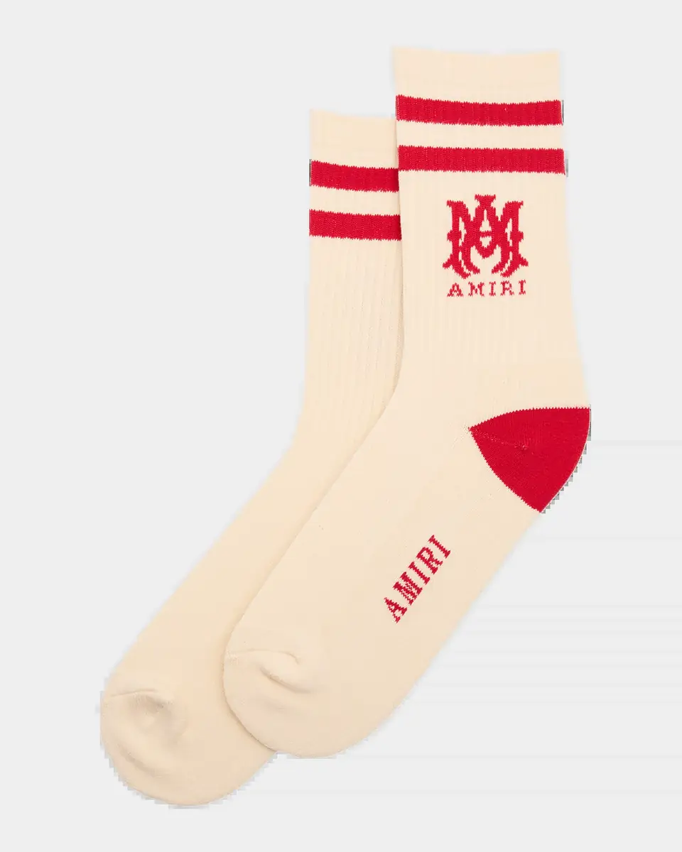 AMIRI Men's MA Double-Stripe Ribbed Crew Socks | Thumbnail 2