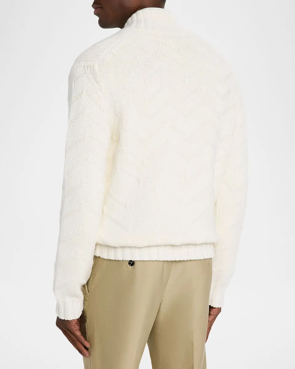 Stefano Ricci Men's Wool Chevron Shawl Knit Sweater | Thumbnail 2