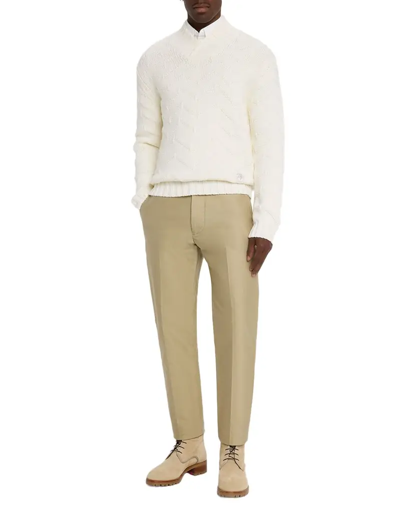 Stefano Ricci Men's Wool Chevron Shawl Knit Sweater | Image 1 Stefano Ricci Men's Wool Chevron Shawl Knit Sweater | Image 1