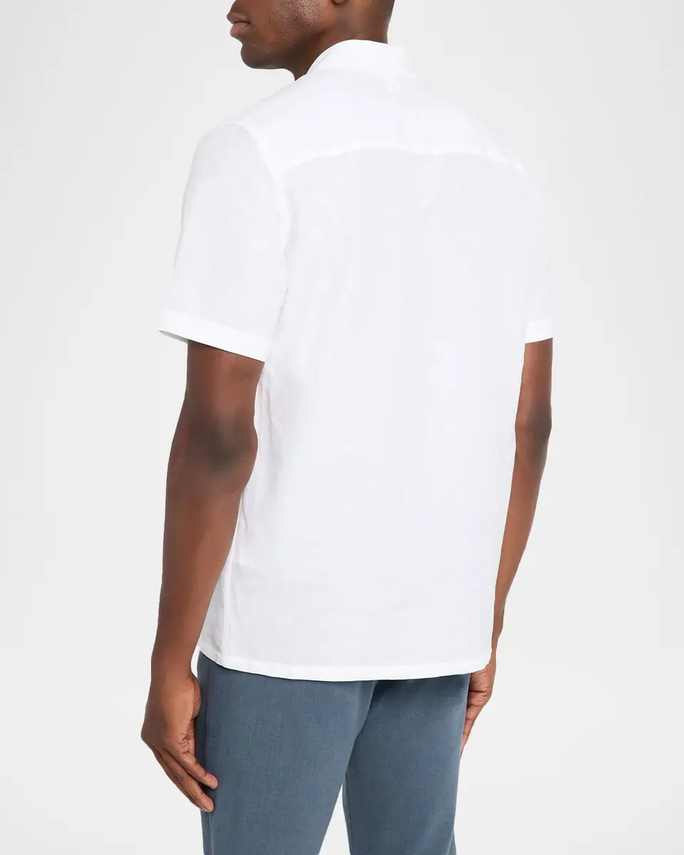 Canali Men's Linen and Cotton Pocket Camp Shirt | Thumbnail 2 Canali Men's Linen and Cotton Pocket Camp Shirt | Thumbnail 2