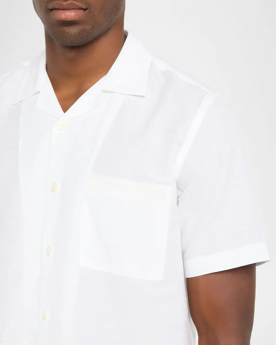 Canali Men's Linen and Cotton Pocket Camp Shirt | Thumbnail 4 Canali Men's Linen and Cotton Pocket Camp Shirt | Thumbnail 4