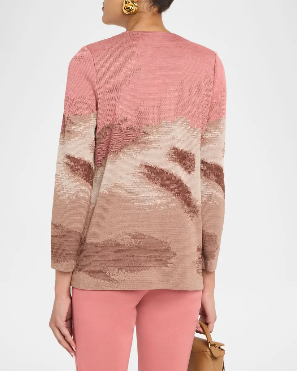 Misook Heritage-Fit Landscape Pattern Knit Jacket | Thumbnail 3