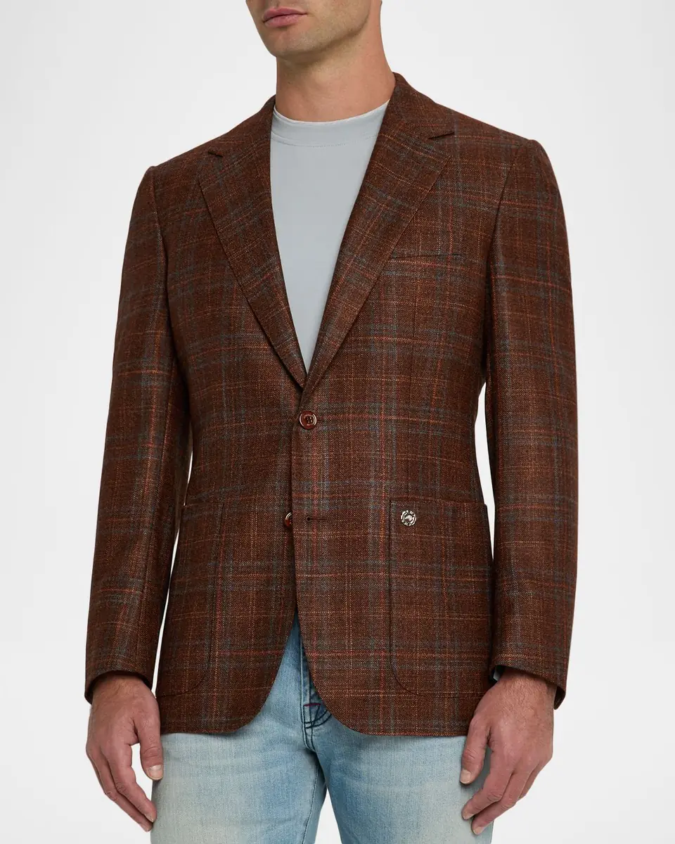 Stefano Ricci Men's Multi-Plaid Notch Lapel Sport Coat | Thumbnail 3 Stefano Ricci Men's Multi-Plaid Notch Lapel Sport Coat | Thumbnail 3