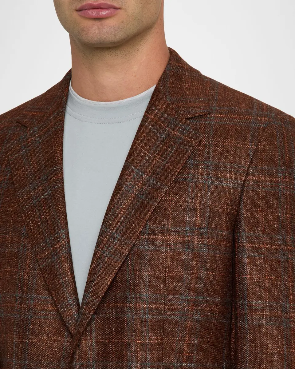 Stefano Ricci Men's Multi-Plaid Notch Lapel Sport Coat | Thumbnail 5 Stefano Ricci Men's Multi-Plaid Notch Lapel Sport Coat | Thumbnail 5