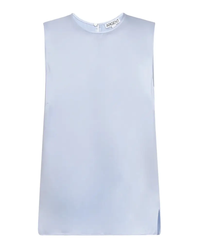 ARGENT Crewneck Shiny Silk Charmeuse Tank | Image 1 ARGENT Crewneck Shiny Silk Charmeuse Tank | Image 1