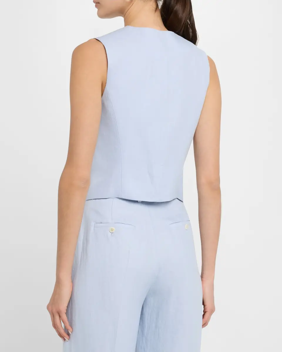 ARGENT High-Neck Linen Twill Waistcoat | Thumbnail 2 ARGENT High-Neck Linen Twill Waistcoat | Thumbnail 2