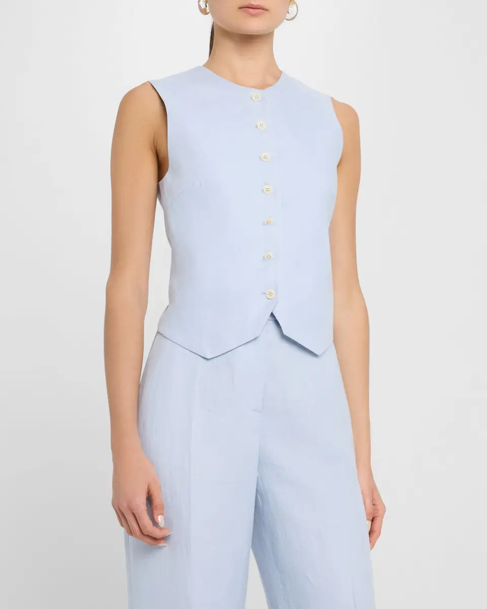 ARGENT High-Neck Linen Twill Waistcoat | Thumbnail 3 ARGENT High-Neck Linen Twill Waistcoat | Thumbnail 3