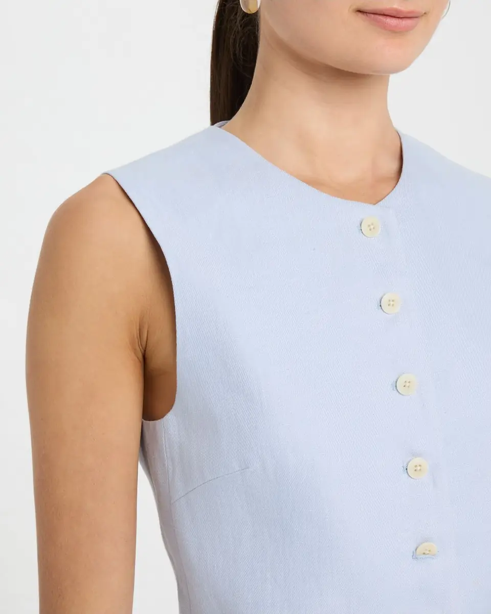 ARGENT High-Neck Linen Twill Waistcoat | Thumbnail 4 ARGENT High-Neck Linen Twill Waistcoat | Thumbnail 4
