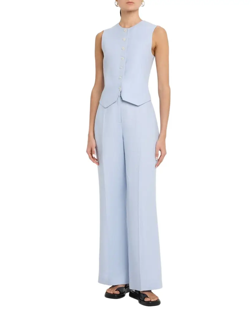 High-Neck Linen Twill Waistcoat High-Neck Linen Twill Waistcoat