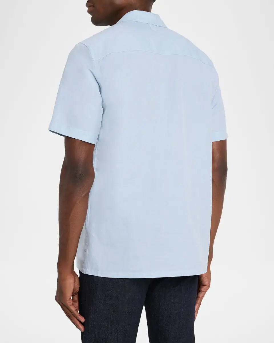 Canali Men's Linen and Cotton Pocket Camp Shirt | Thumbnail 2
