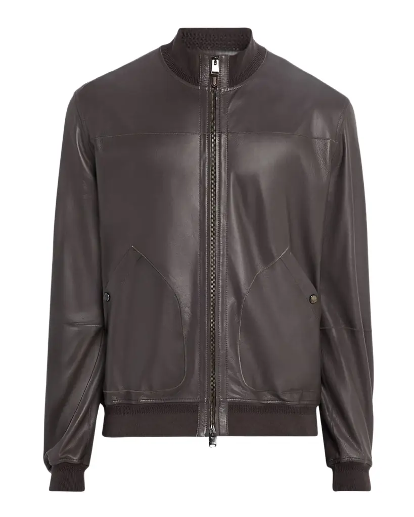 Canali Men 's Nuvola Napa Leather Bomber Jacket | Image 1 Canali Men 's Nuvola Napa Leather Bomber Jacket | Image 1