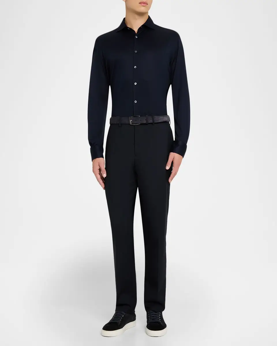 Canali Men's Jersey Cotton and Lyocell Sport Shirt | Thumbnail 2 Canali Men's Jersey Cotton and Lyocell Sport Shirt | Thumbnail 2