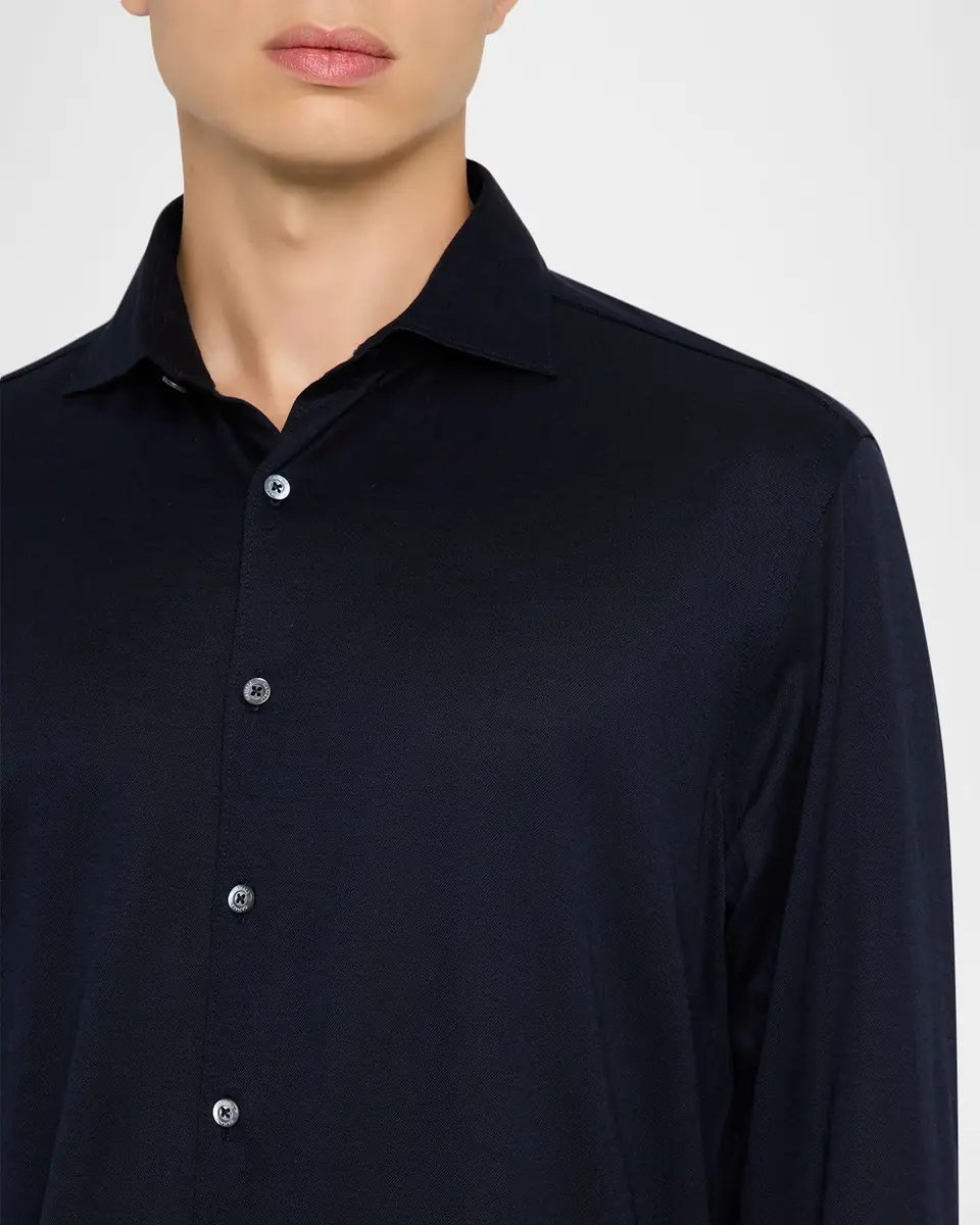 Canali Men's Jersey Cotton and Lyocell Sport Shirt | Thumbnail 5 Canali Men's Jersey Cotton and Lyocell Sport Shirt | Thumbnail 5