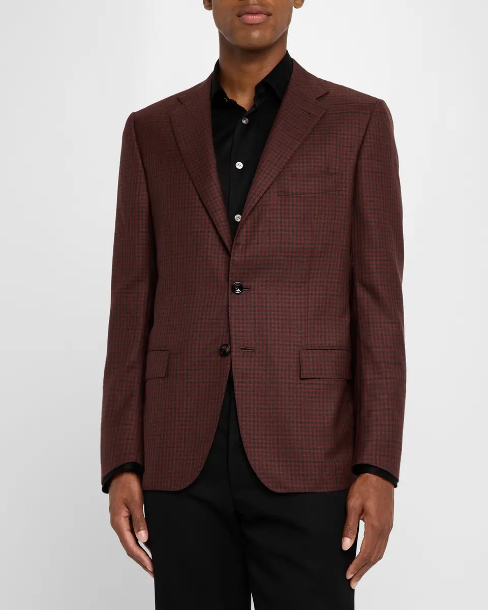 Kiton Men's Soft Cashmere Micro-Check Sport Coat | Thumbnail 3 Kiton Men's Soft Cashmere Micro-Check Sport Coat | Thumbnail 3