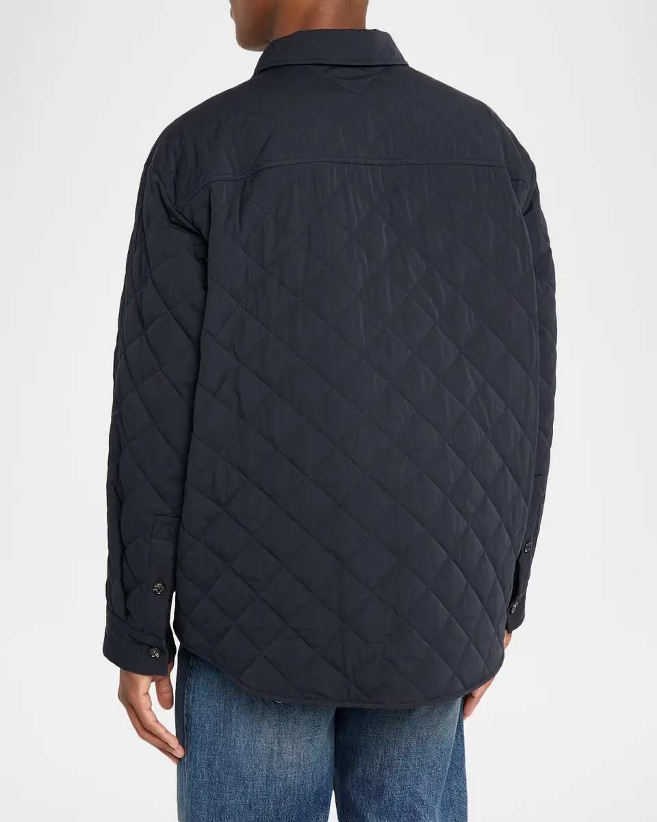 Bottega Veneta Men's Quilted Overshirt with Suede Intrecciato Patch | Thumbnail 3