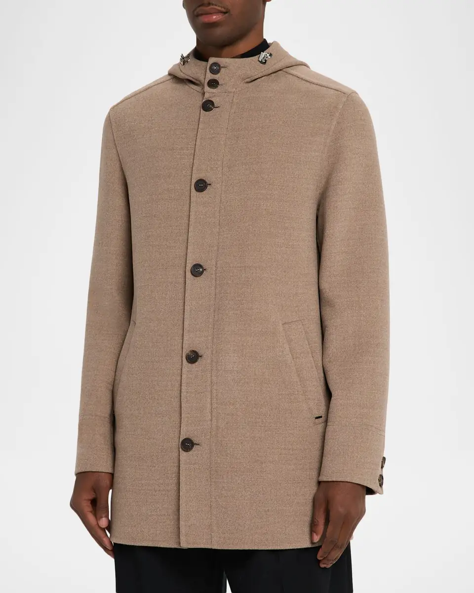 Stefano Ricci Men's Double-Face Wool Hooded Jacket | Thumbnail 4