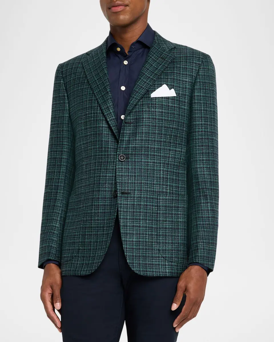 Kiton Men's Cashmere Multi-Check Sport Coat | Thumbnail 4 Kiton Men's Cashmere Multi-Check Sport Coat | Thumbnail 4