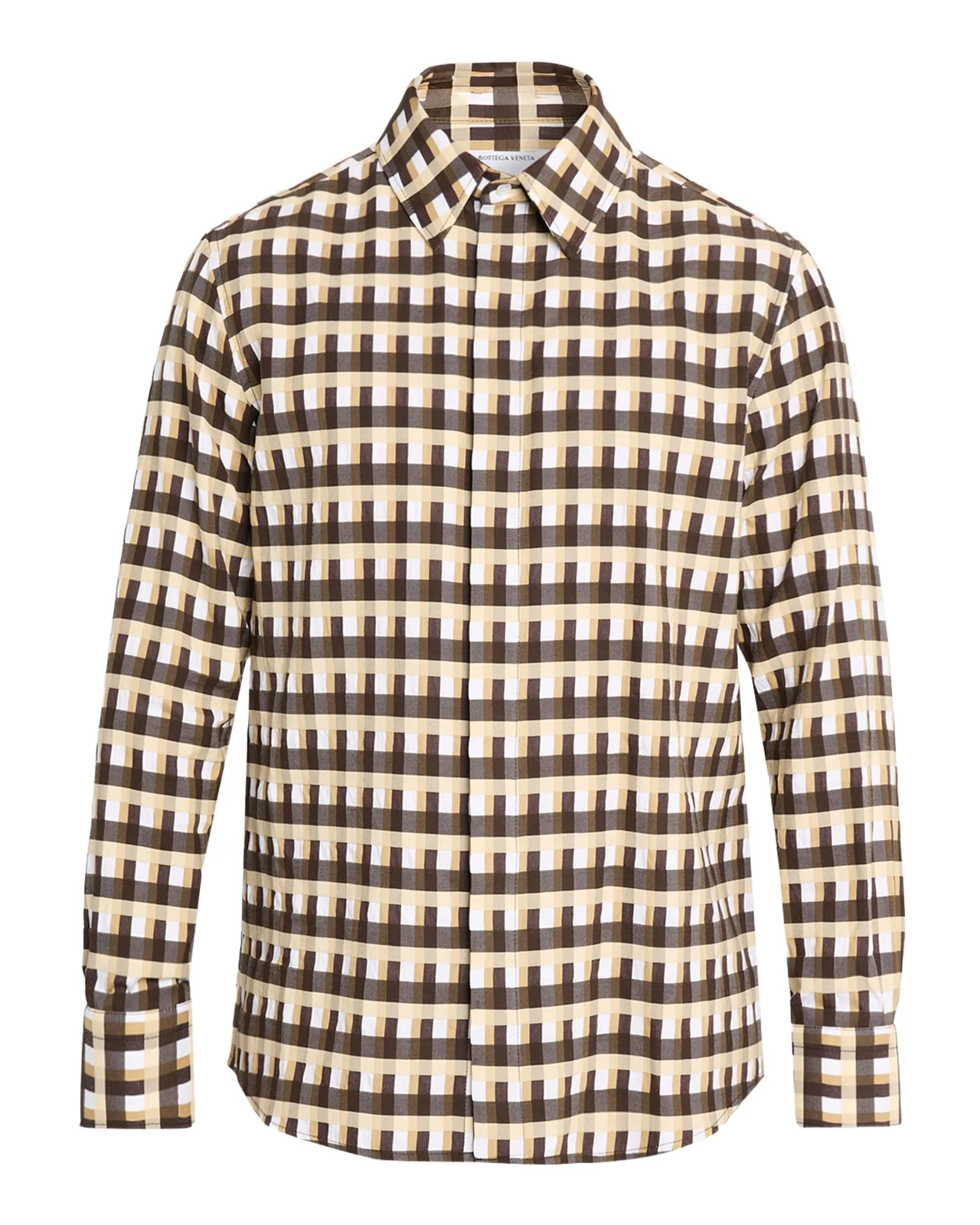 Men's Cotton 3D Check-Print Button-Down Shirt Men's Cotton 3D Check-Print Button-Down Shirt