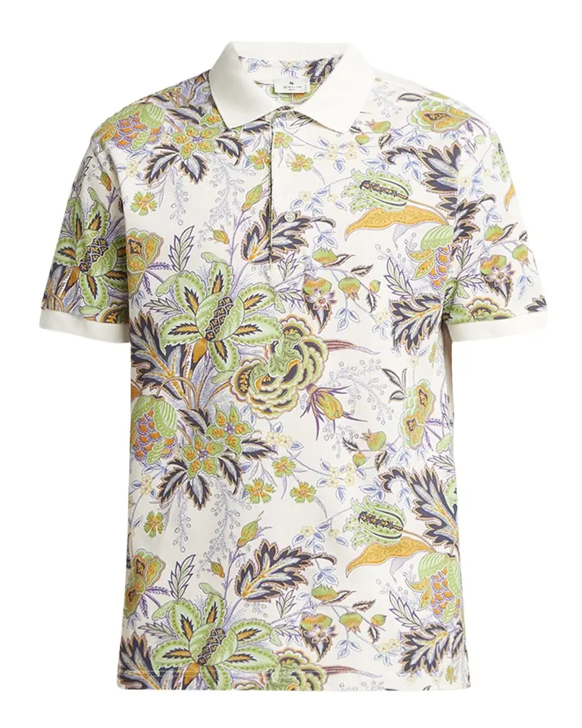 Etro Men 's Floral Palm Paisley Polo Shirt | Image 1 Etro Men 's Floral Palm Paisley Polo Shirt | Image 1
