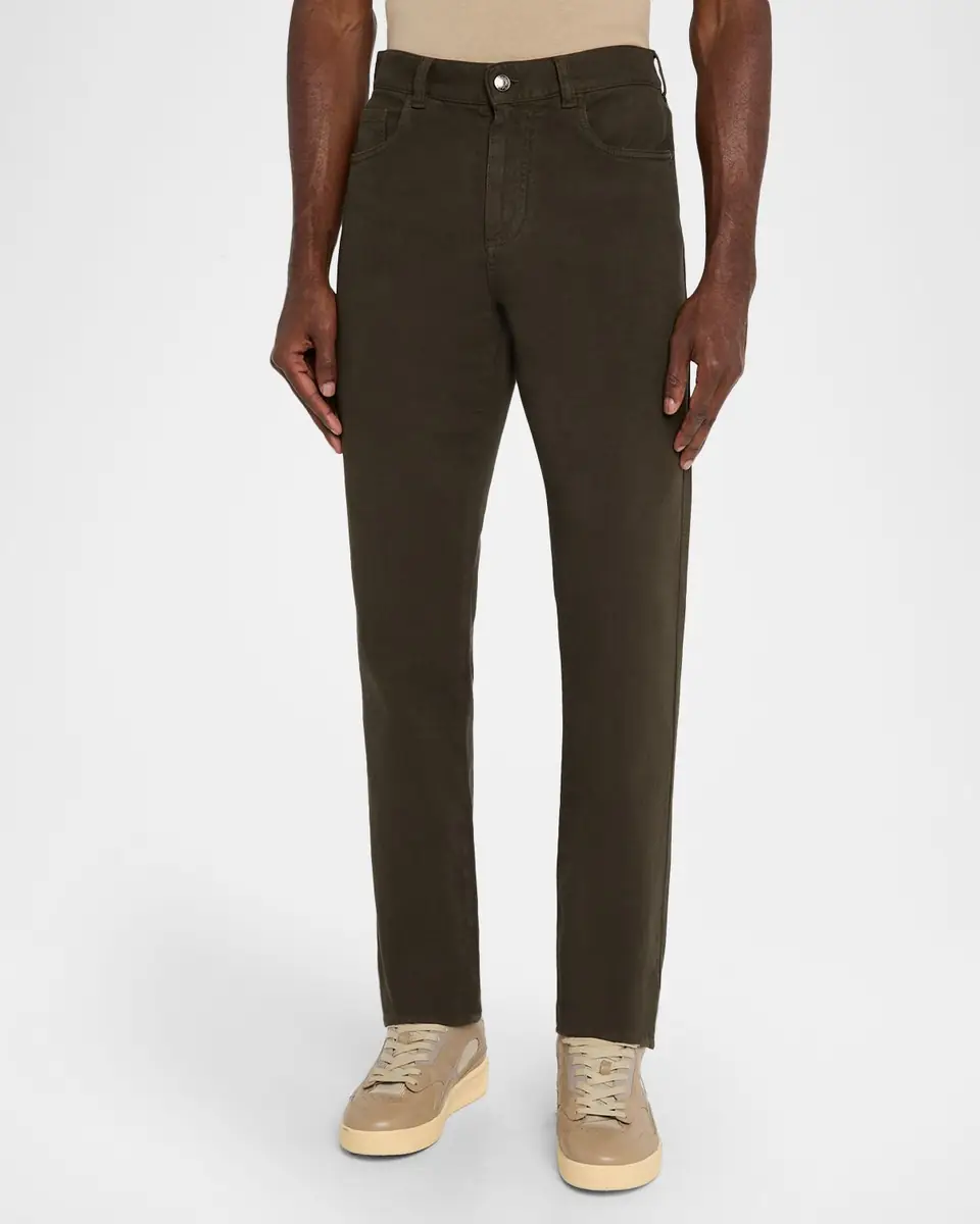 Canali Men's Cotton-Stretch Straight Fit Five-Pocket Pants | Thumbnail 4 Canali Men's Cotton-Stretch Straight Fit Five-Pocket Pants | Thumbnail 4
