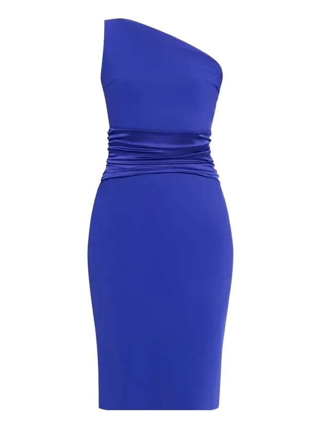 Chiara Boni La Petite Robe Ruched One-Shoulder Bodycon Satin Dress