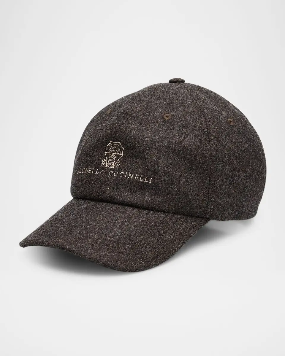 Brunello Cucinelli Men's Cashmere Baseball Cap with Logo | Thumbnail 3 Brunello Cucinelli Men's Cashmere Baseball Cap with Logo | Thumbnail 3