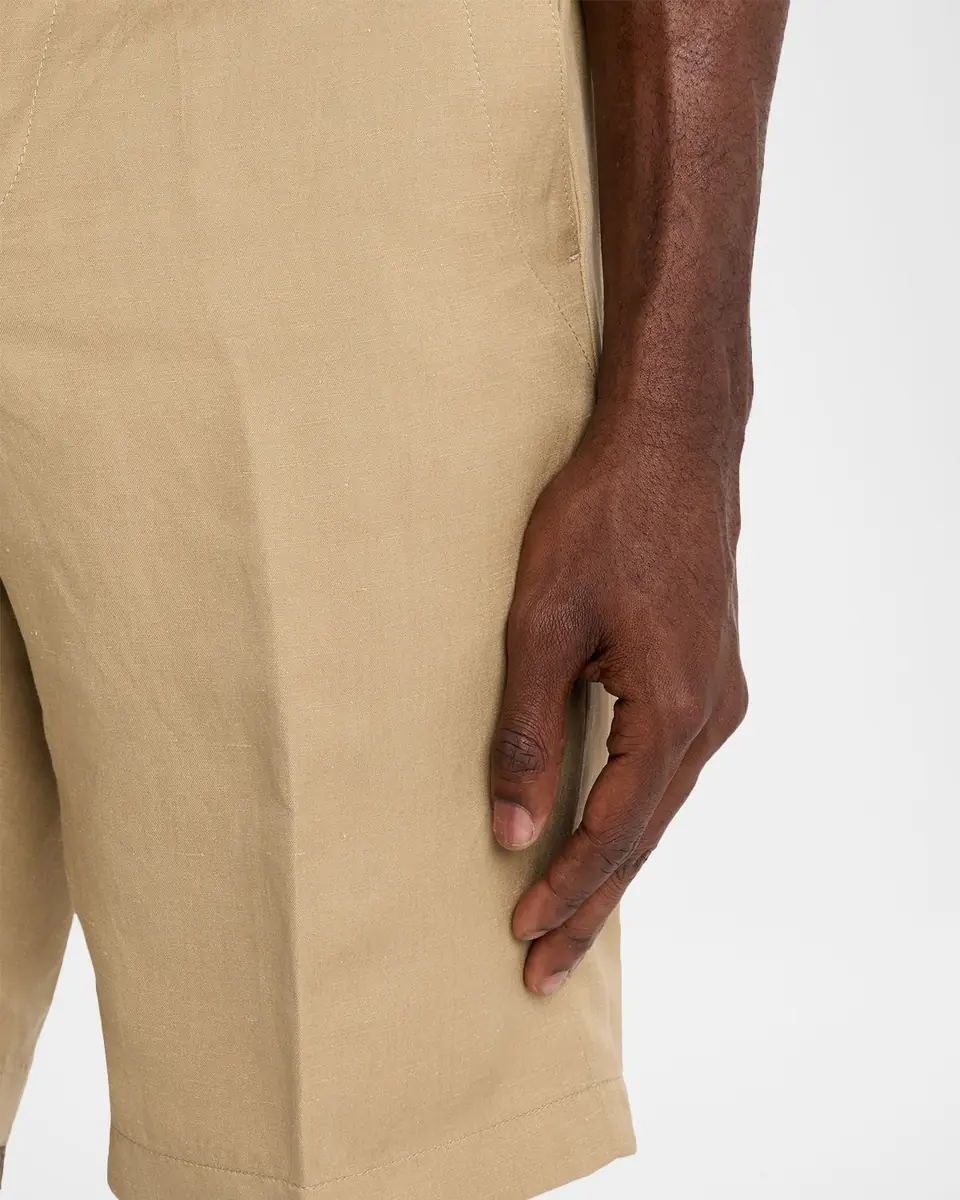 Canali Men's Linen and Silk Flat-Front Bermuda Shorts | Thumbnail 4 Canali Men's Linen and Silk Flat-Front Bermuda Shorts | Thumbnail 4