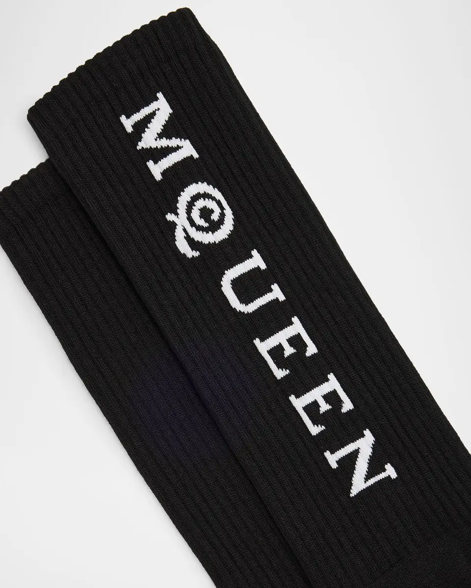 Alexander McQueen Men's Vertical Logo Cotton Stretch Sport Socks | Thumbnail 4