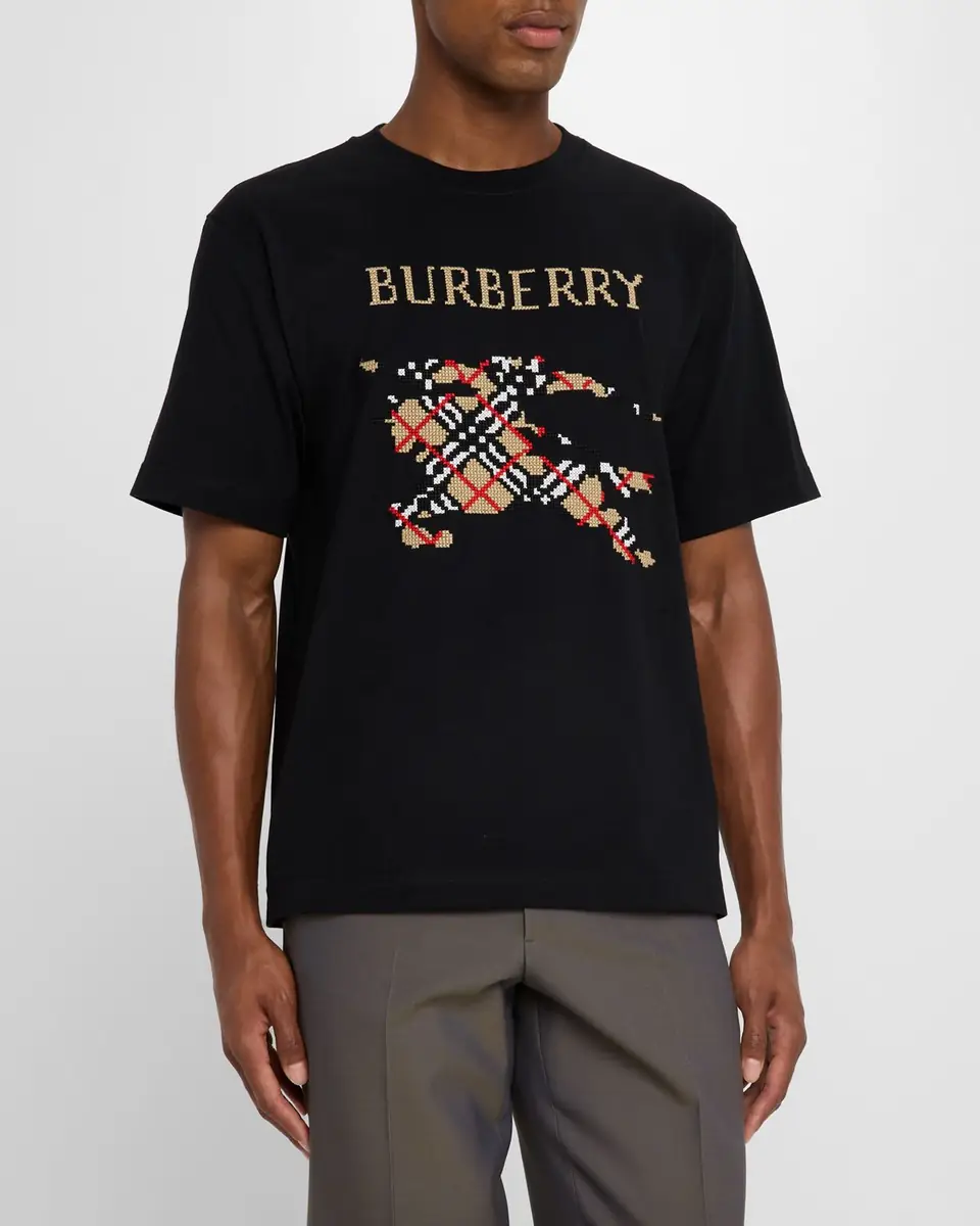Burberry Men's Cotton Cross Stitch EKD Graphic T-Shirt | Thumbnail 4 Burberry Men's Cotton Cross Stitch EKD Graphic T-Shirt | Thumbnail 4