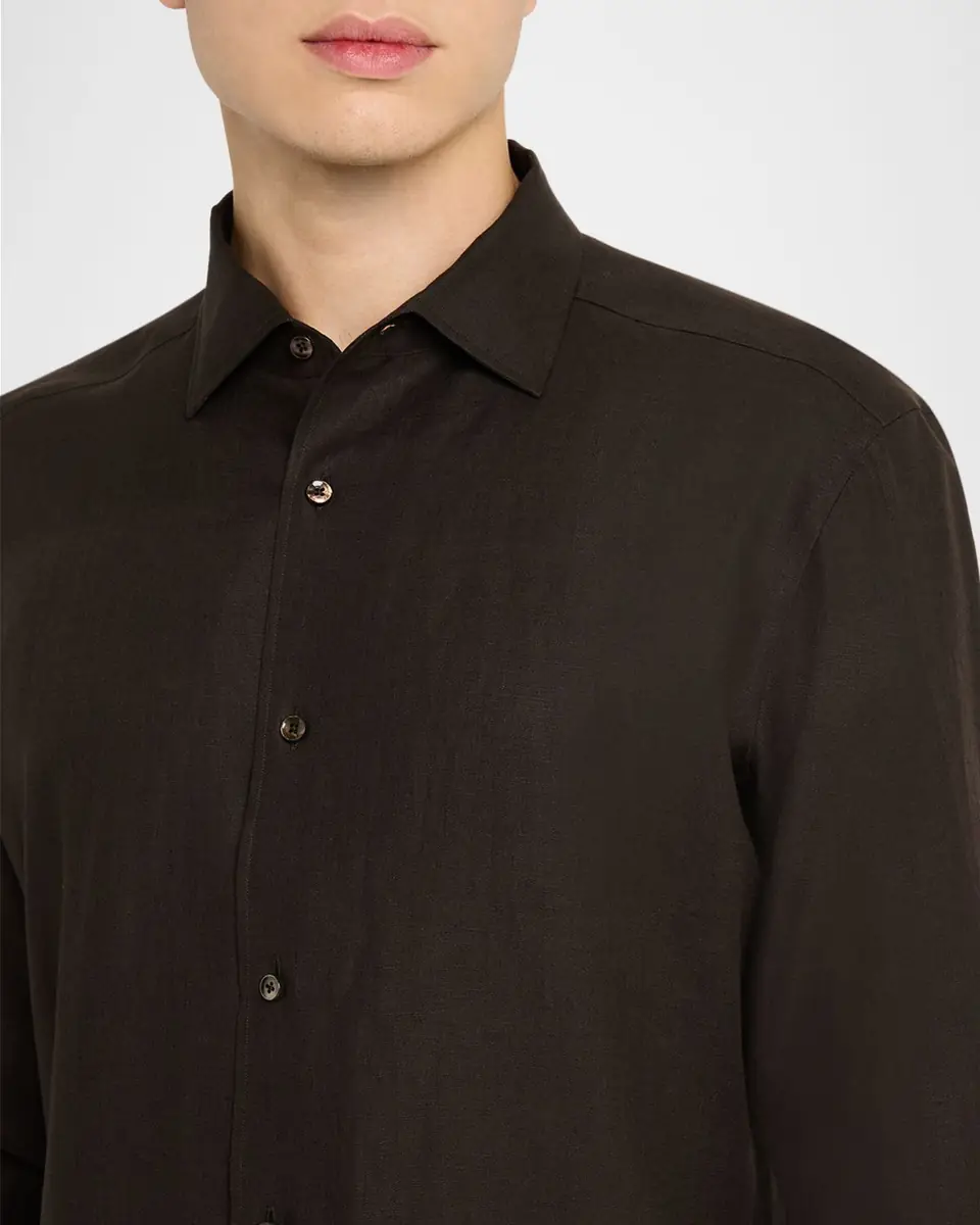 ZEGNA Men's Oasi Lino Classic Fit Button-Down Shirt | Thumbnail 5 ZEGNA Men's Oasi Lino Classic Fit Button-Down Shirt | Thumbnail 5
