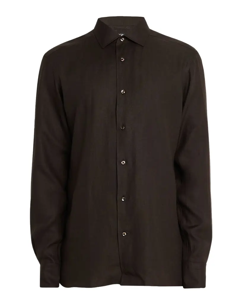ZEGNA Men's Oasi Lino Classic Fit Button-Down Shirt | Image 1 ZEGNA Men's Oasi Lino Classic Fit Button-Down Shirt | Image 1