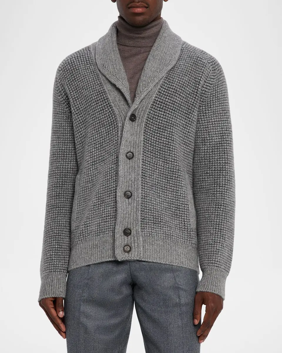 ZEGNA Men's Jacquard Knit Cardigan | Thumbnail 3 ZEGNA Men's Jacquard Knit Cardigan | Thumbnail 3