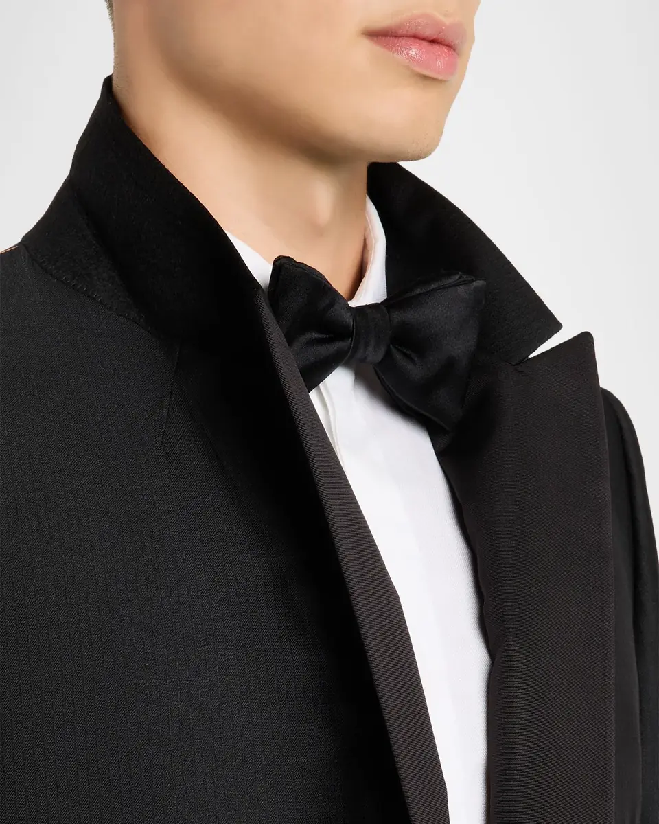 ZEGNA Men's Micro-Jacquard Peak Lapel Dinner Jacket | Thumbnail 7