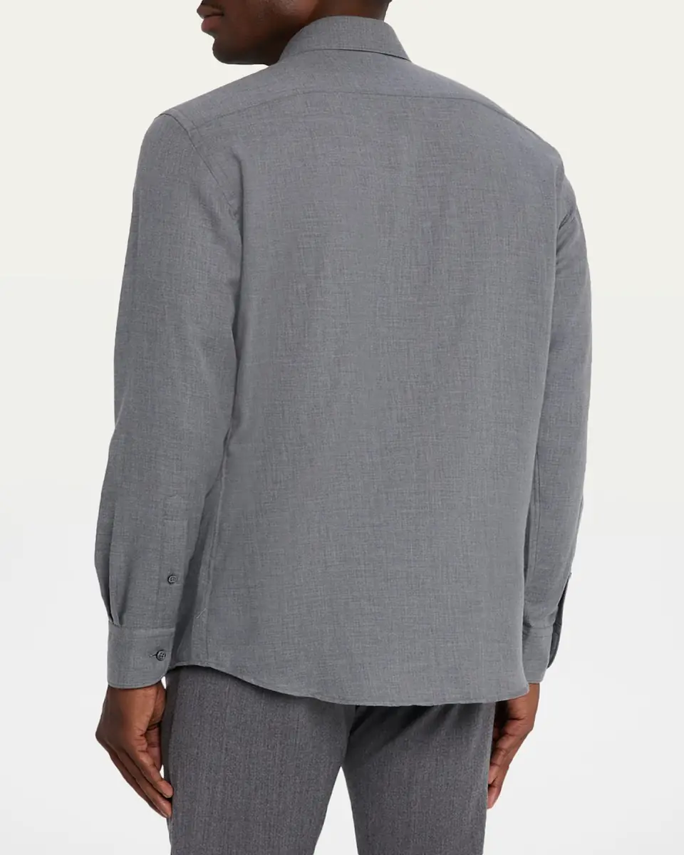 ZEGNA Men's Melange Cashco Sport Shirt | Thumbnail 7 ZEGNA Men's Melange Cashco Sport Shirt | Thumbnail 7