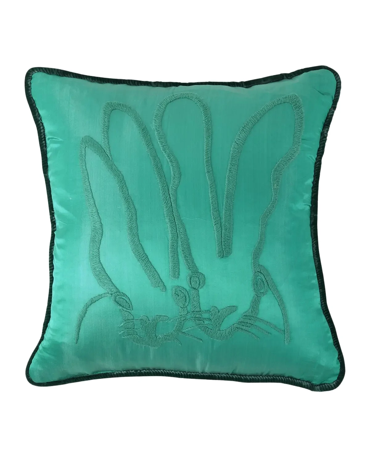 Hunt Slonem Hand-Embroidered Silk Pillow with Velvet Back, 18" Square