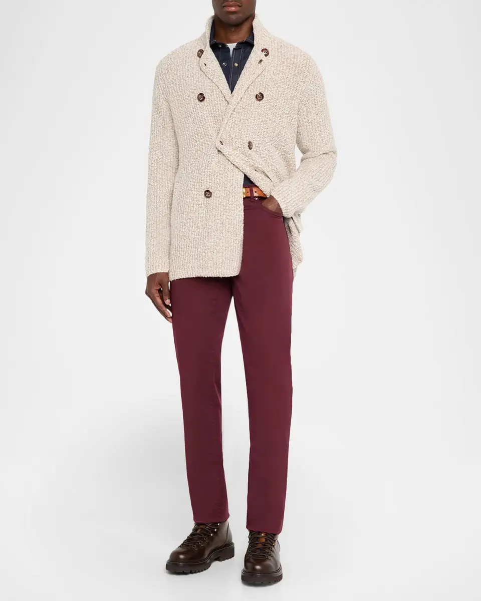 Brunello Cucinelli Men's Wool, Silk, and Cashmere Double-Breasted Cardigan | Thumbnail 2