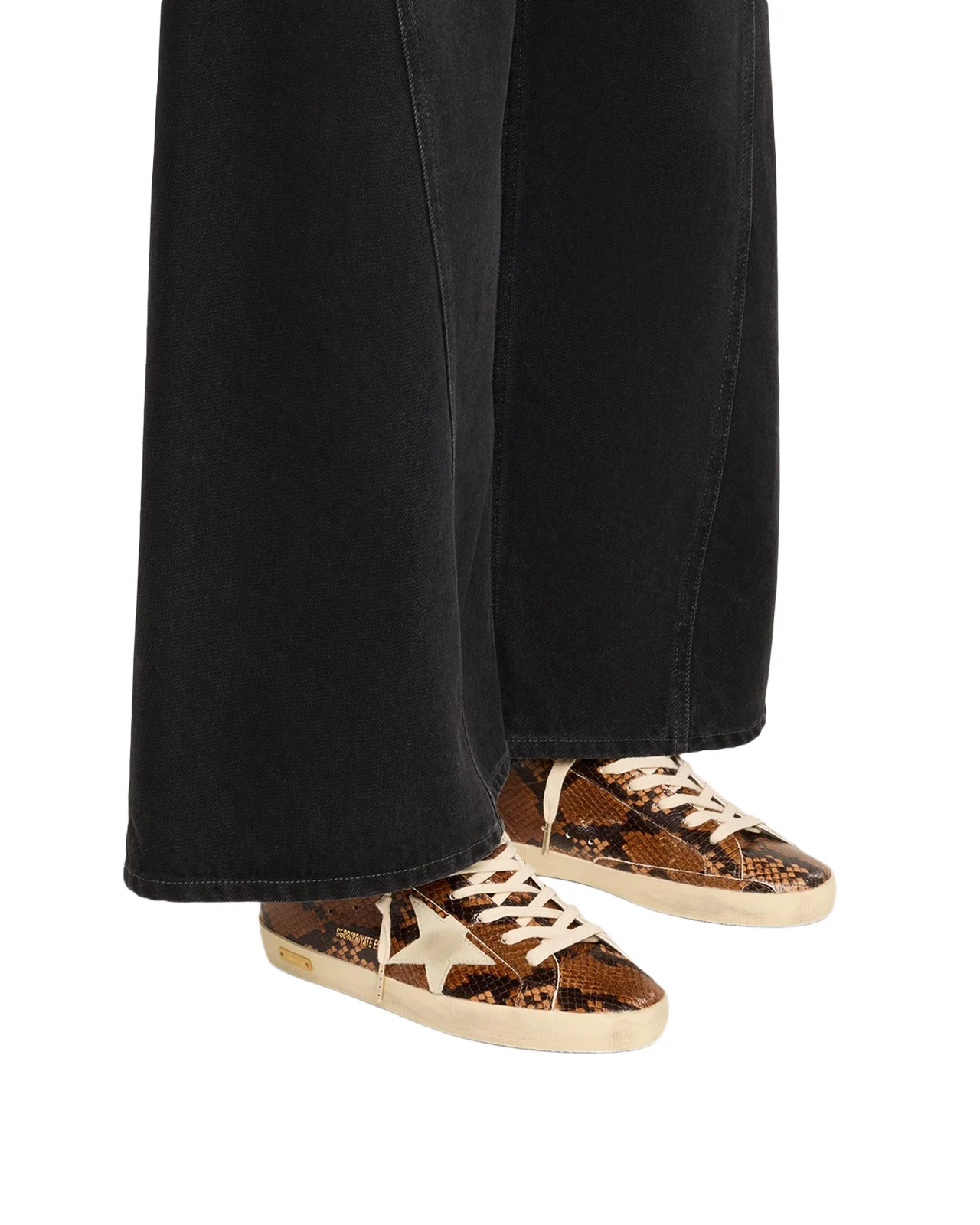 Golden Goose Super-Star Pyhton-Print Mixed Leather Low-Top Sneakers