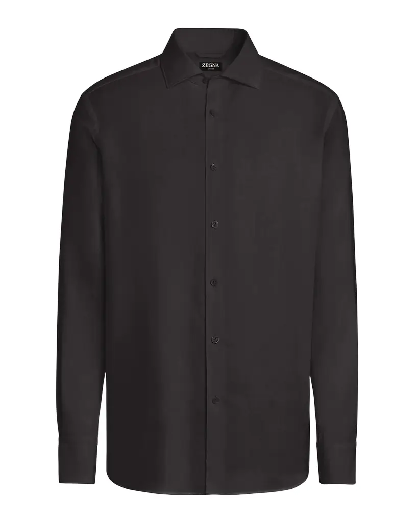 ZEGNA Men 's Cashco Cashmere and Cotton Solid Dress Shirt | Image 1 ZEGNA Men 's Cashco Cashmere and Cotton Solid Dress Shirt | Image 1